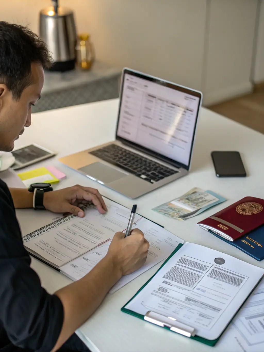 A professional photo of a US visa application form, highlighting key sections and requirements, in the context of Immigratour's visa application services.